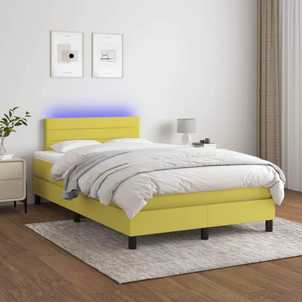 Boxspringbett Mit Matratze & Led Stoff Grün