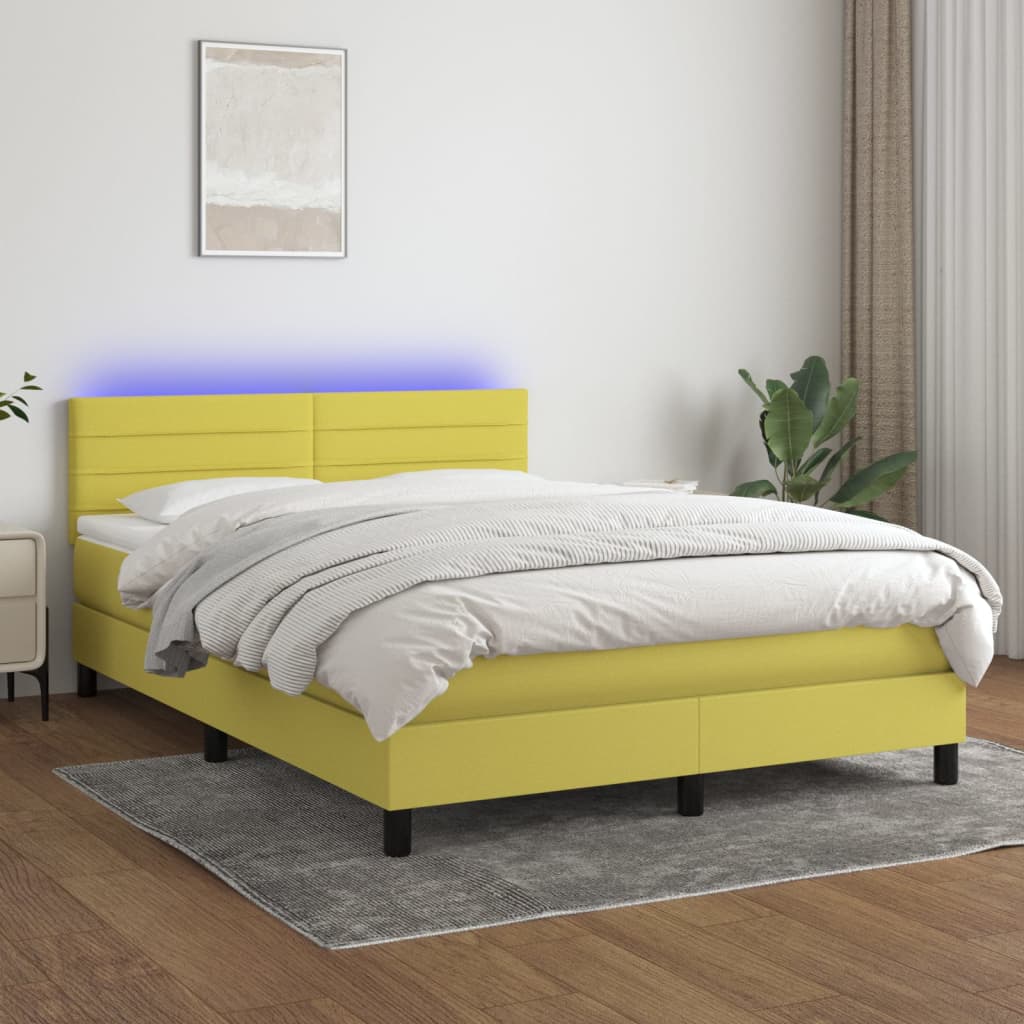 Boxspringbett Mit Matratze & Led Stoff Grün