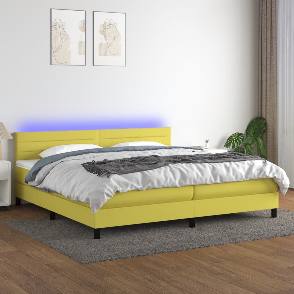Boxspringbett Mit Matratze & Led Stoff Grün