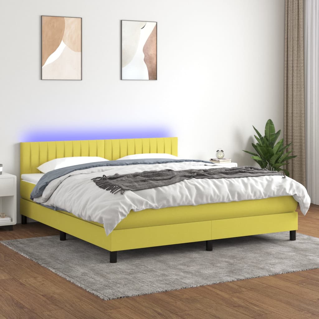 Boxspringbett Mit Matratze & Led Stoff Grün