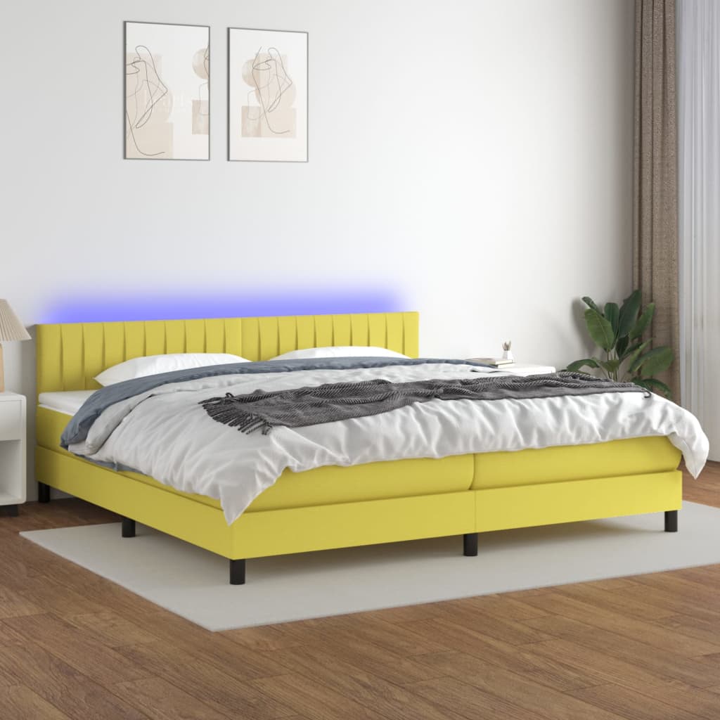 Boxspringbett Mit Matratze & Led Stoff Grün