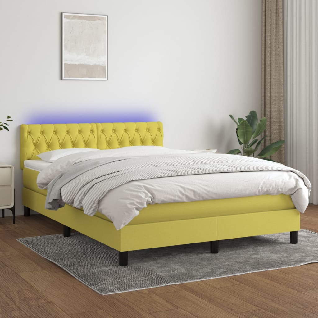 Boxspringbett Mit Matratze & Led Stoff Grün