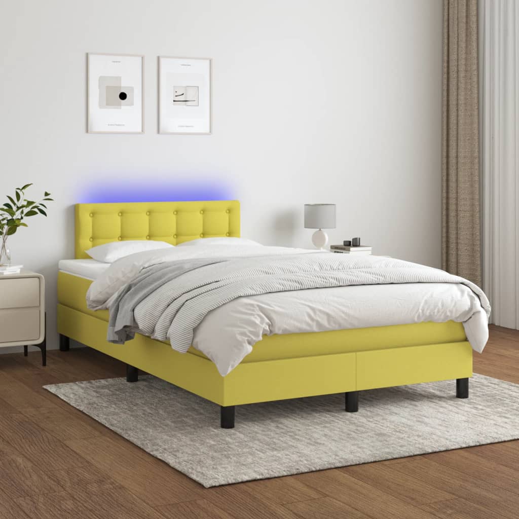 Boxspringbett Mit Matratze & Led Stoff Grün