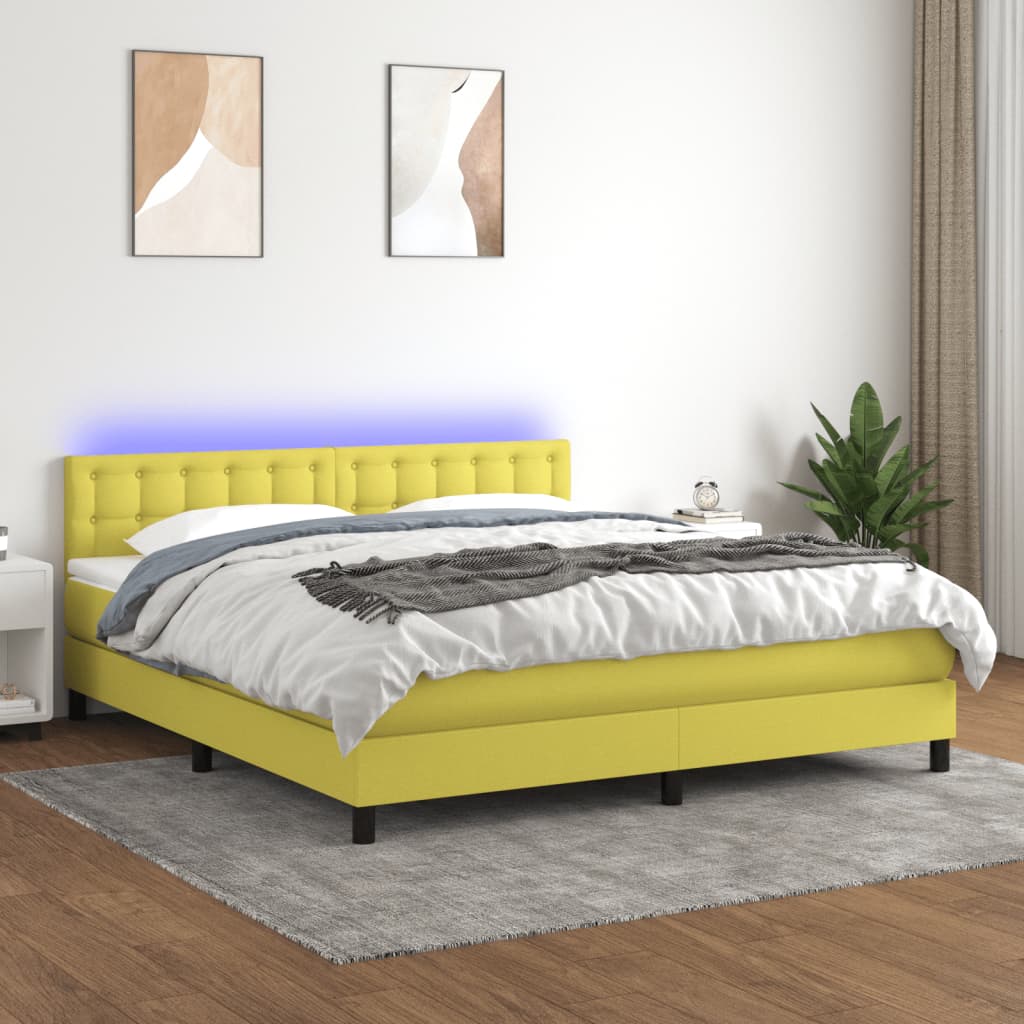 Boxspringbett Mit Matratze & Led Stoff Grün