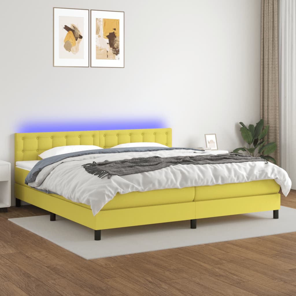 Boxspringbett Mit Matratze & Led Stoff Grün