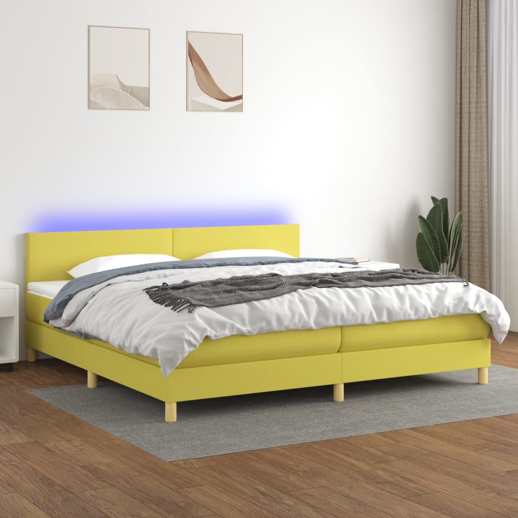 Boxspringbett Mit Matratze & Led Stoff Grün