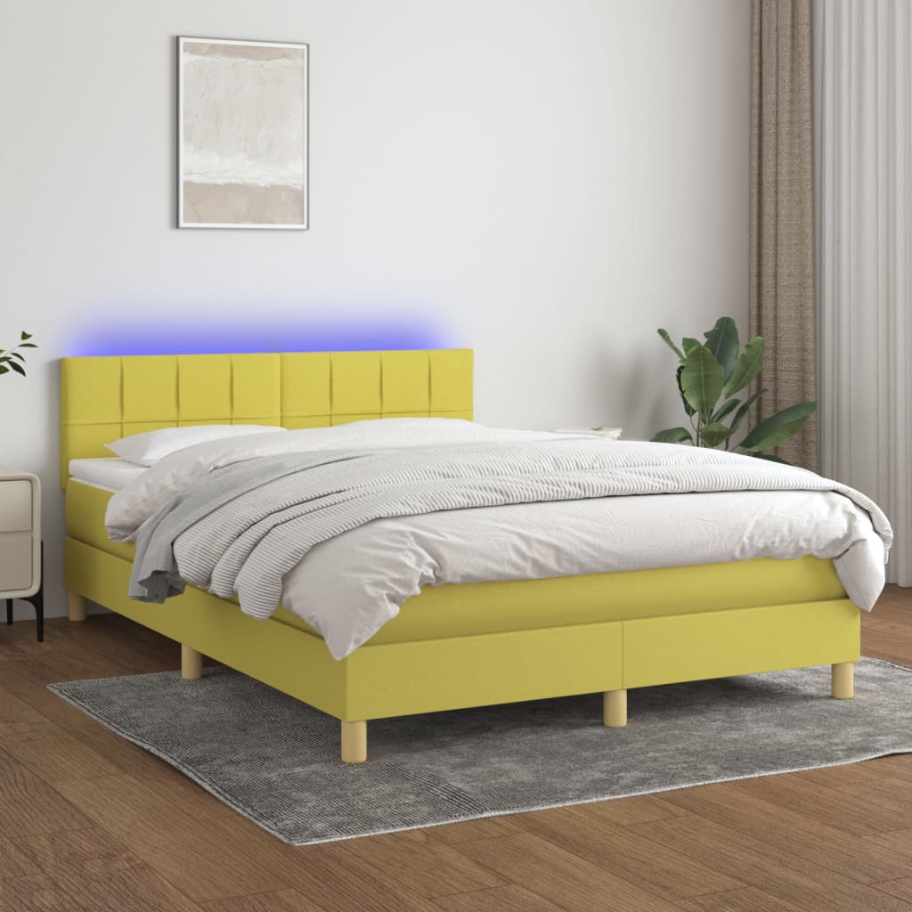 Boxspringbett Mit Matratze & Led Stoff Grün