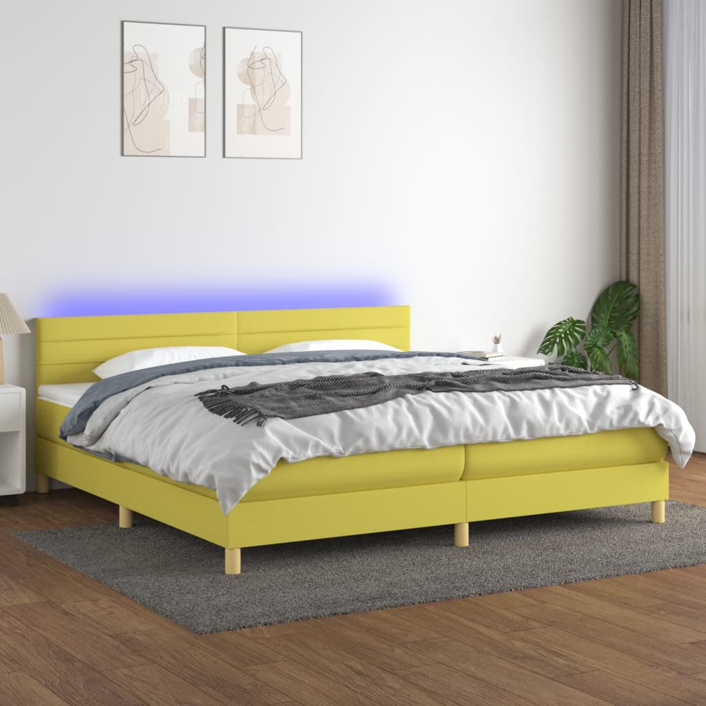 Boxspringbett Mit Matratze & Led Stoff Grün