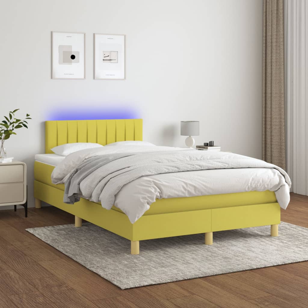 Boxspringbett Mit Matratze & Led Stoff Grün