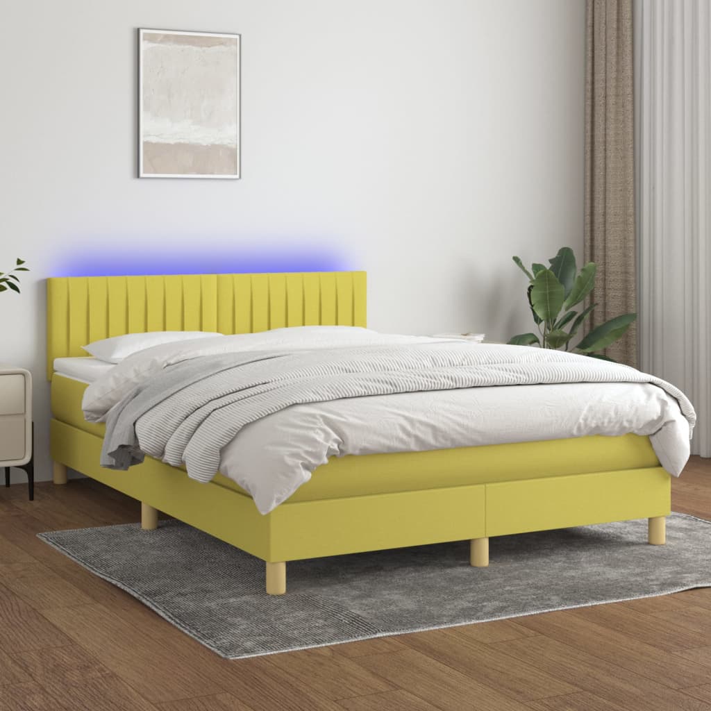 Boxspringbett Mit Matratze & Led Stoff Grün