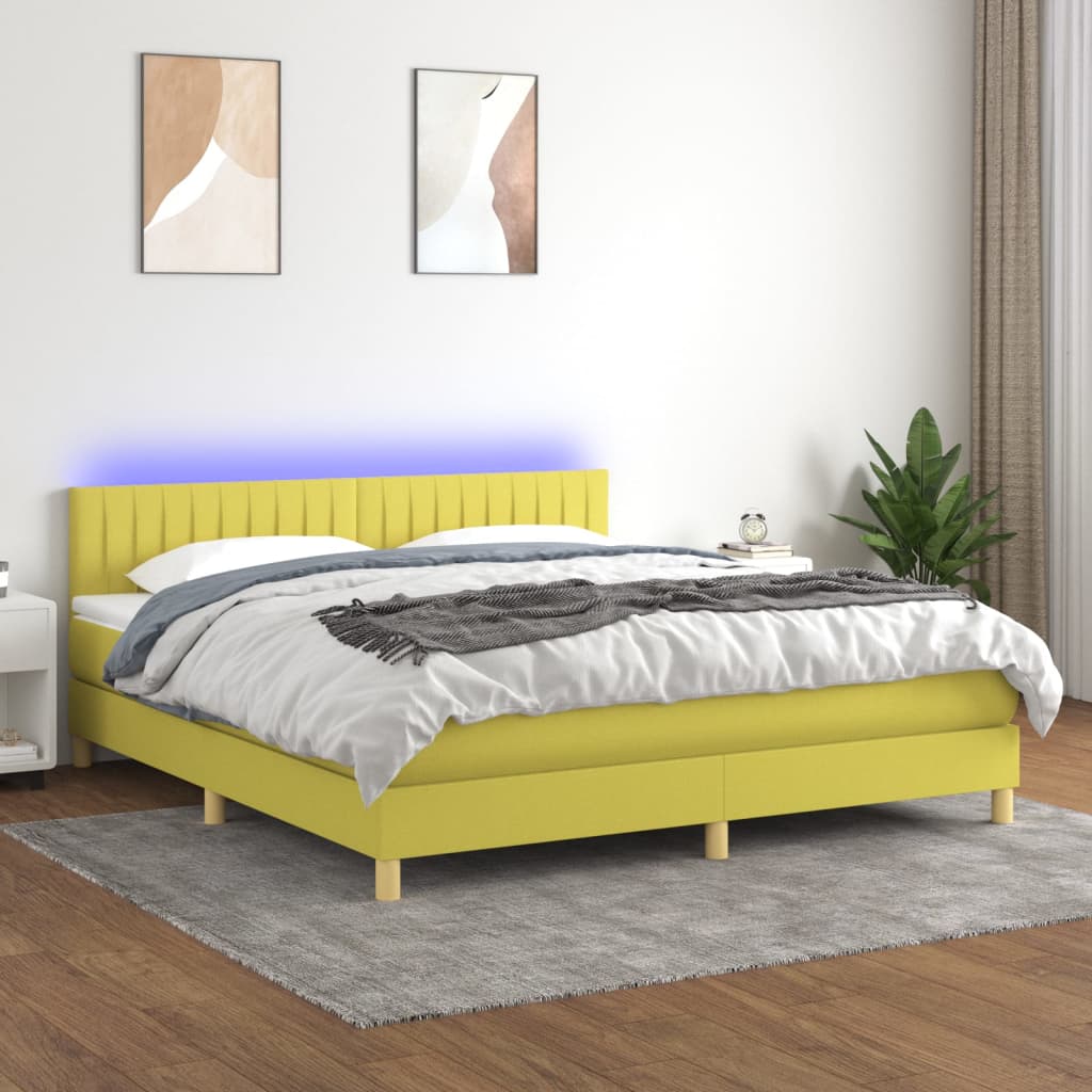 Boxspringbett Mit Matratze & Led Stoff Grün