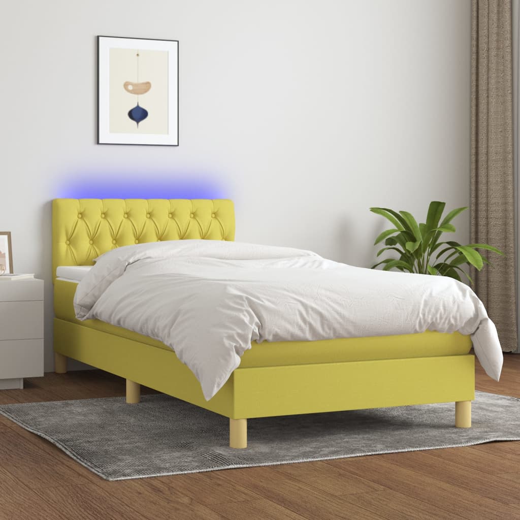 Boxspringbett Mit Matratze & Led Stoff Grün