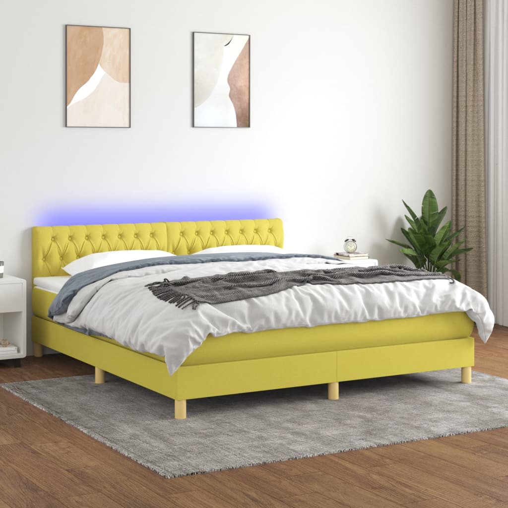 Boxspringbett Mit Matratze & Led Stoff Grün