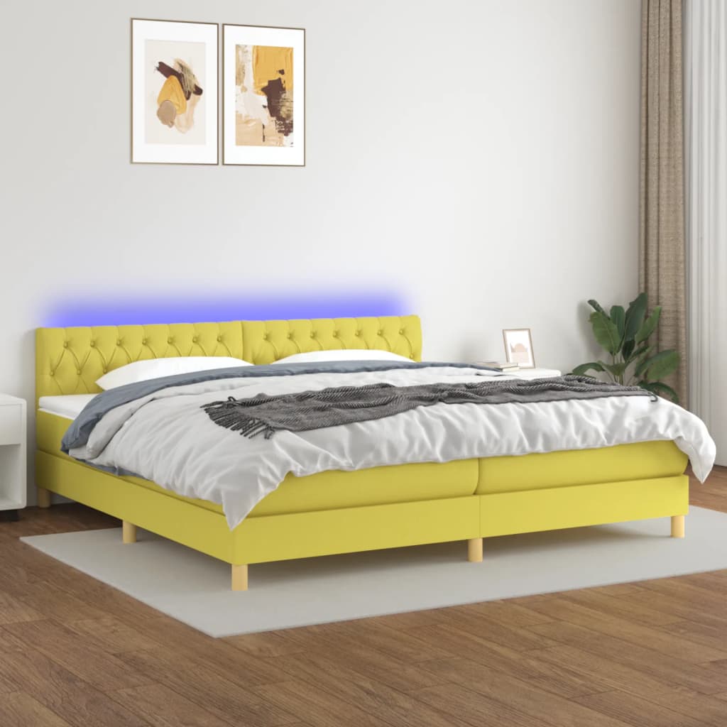 Boxspringbett Mit Matratze & Led Stoff Grün