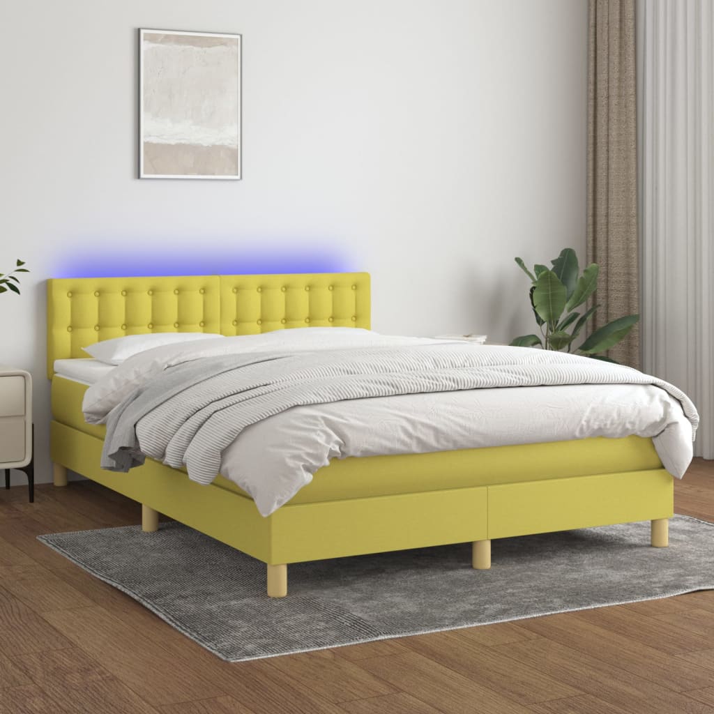 Boxspringbett Mit Matratze & Led Stoff Grün