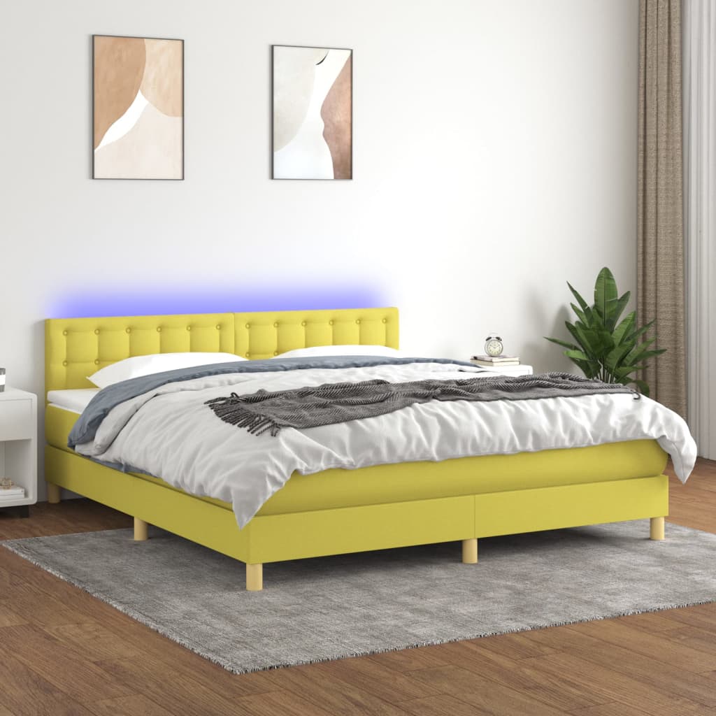Boxspringbett Mit Matratze & Led Stoff Grün