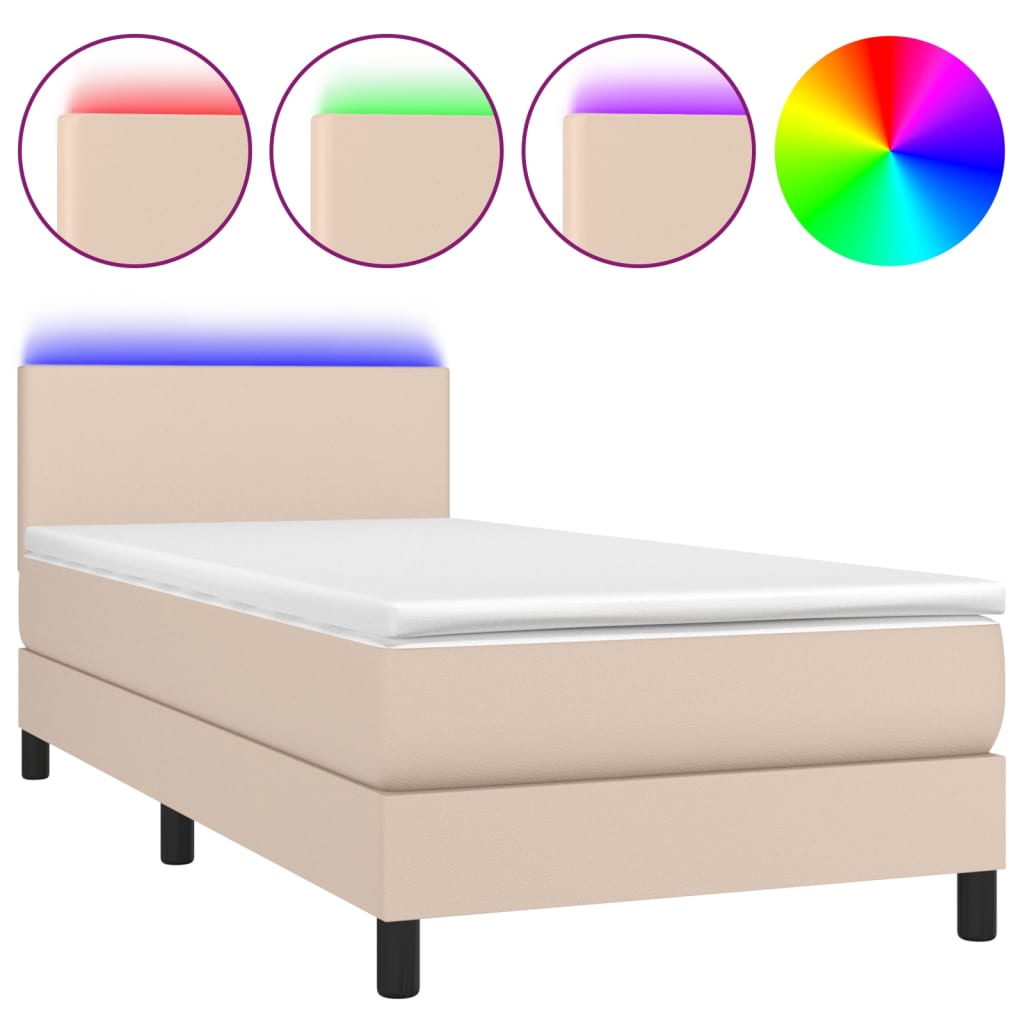Boxspringbett Mit Matratze & Led -Braun 90X200Cm Cappuccino