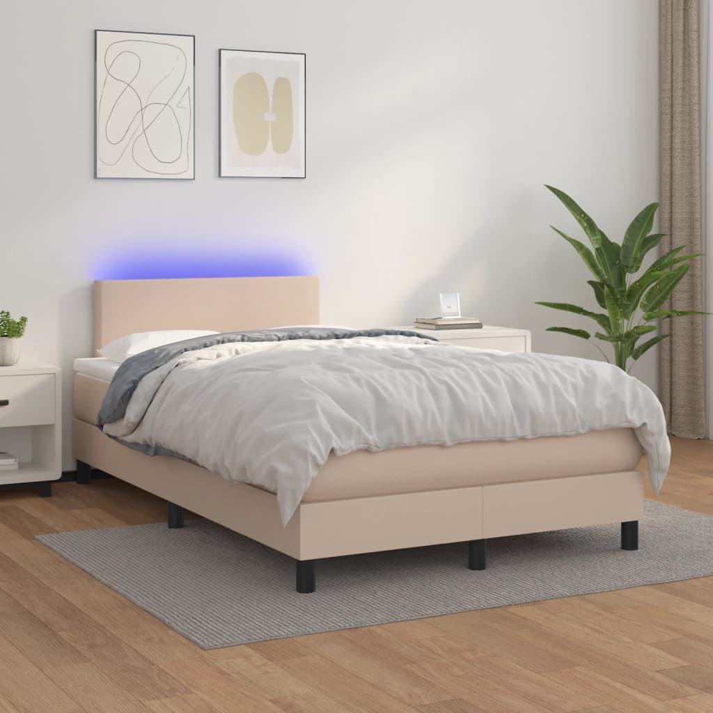 Boxspringbett Mit Matratze & Led -Braun 90X200Cm Cappuccino