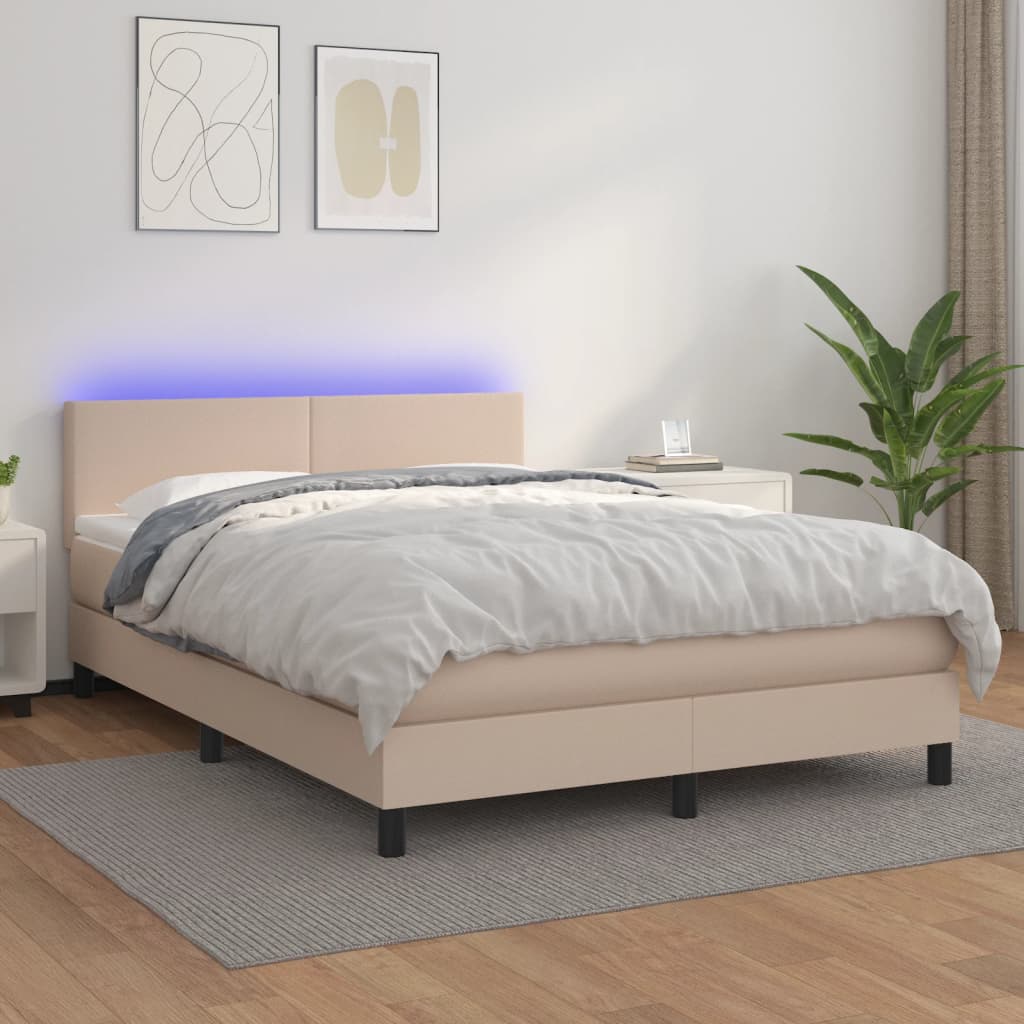 Boxspringbett Mit Matratze & Led -Braun 90X200Cm Cappuccino