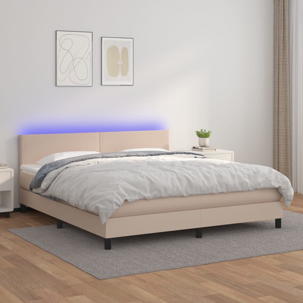 Boxspringbett Mit Matratze & Led -Braun 90X200Cm Cappuccino