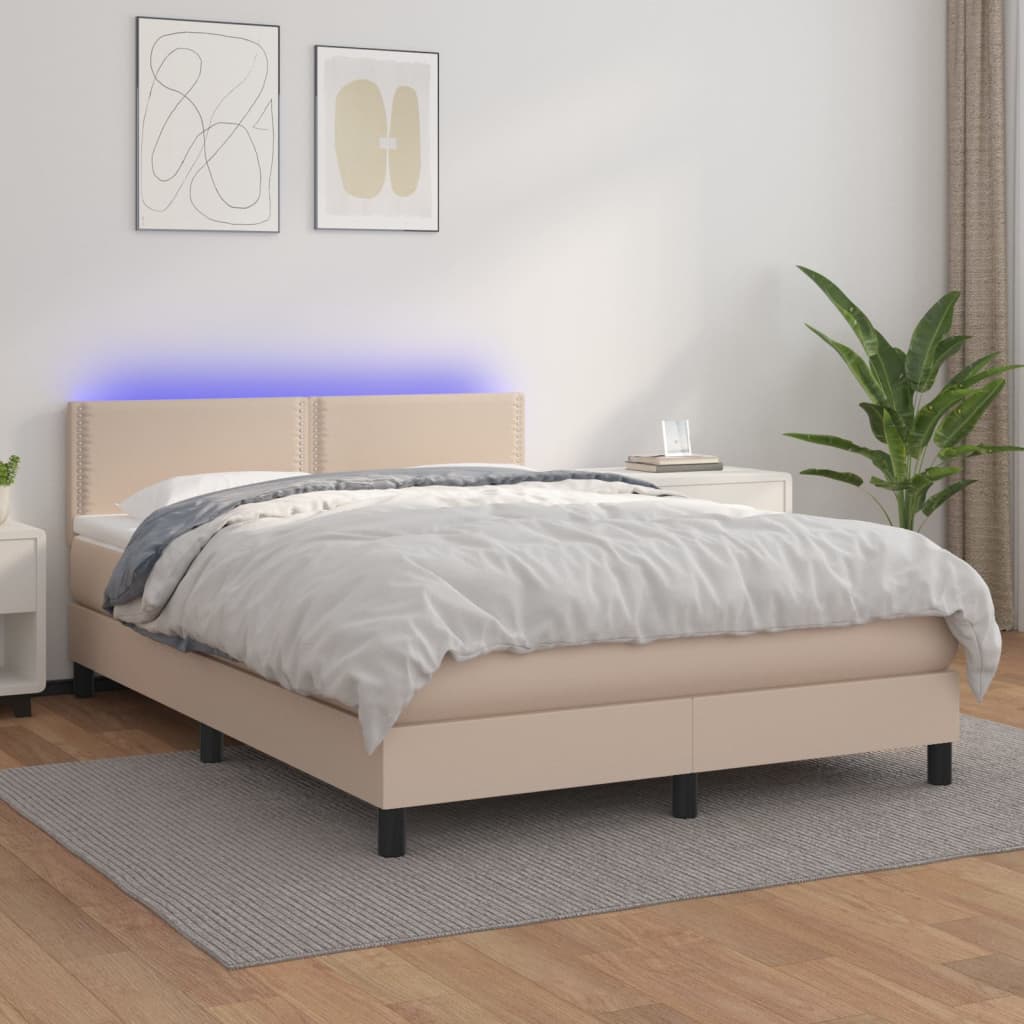 Boxspringbett Mit Matratze & Led -Braun 90X200Cm Cappuccino