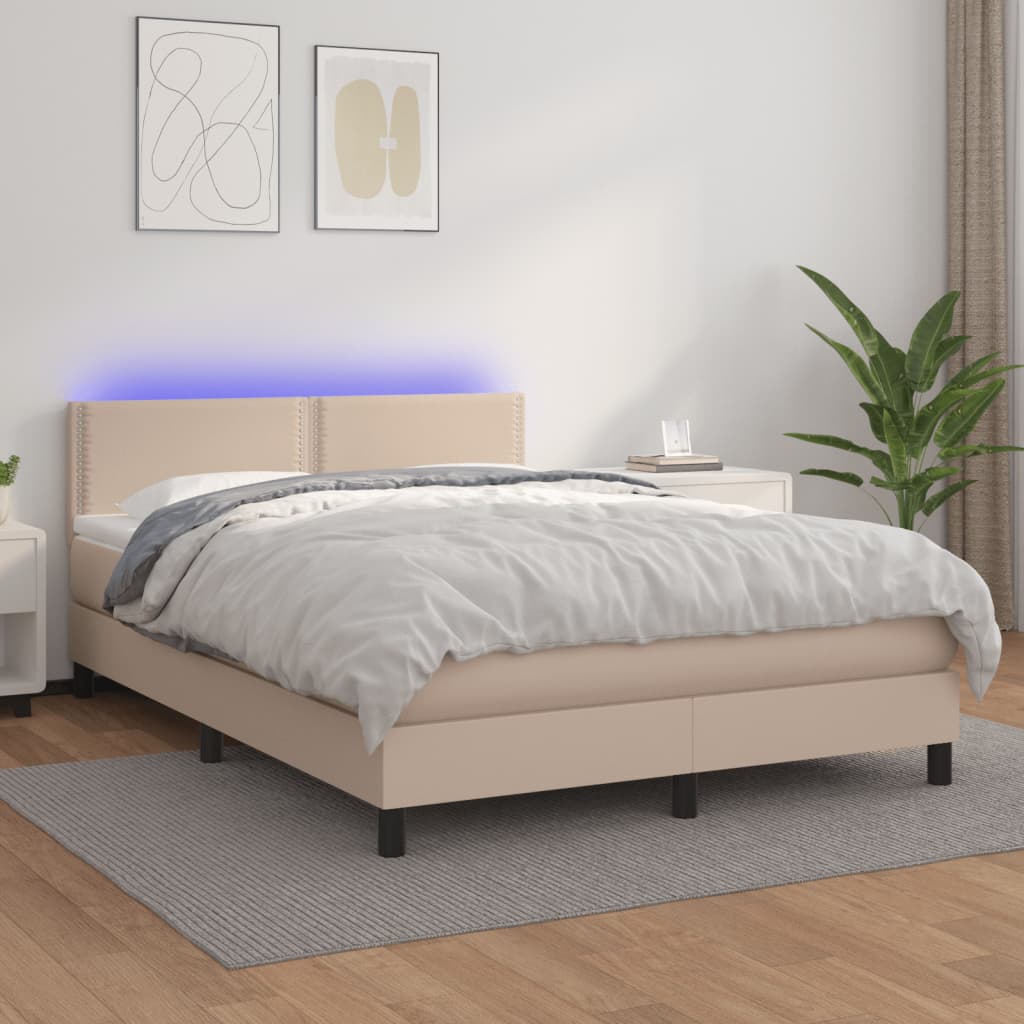 Boxspringbett Mit Matratze & Led -Braun 90X200Cm Cappuccino