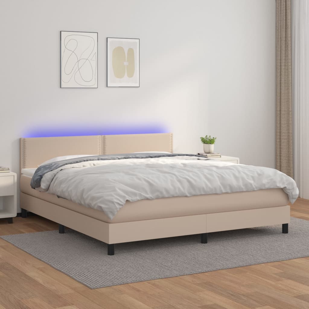 Boxspringbett Mit Matratze & Led -Braun 90X200Cm Cappuccino