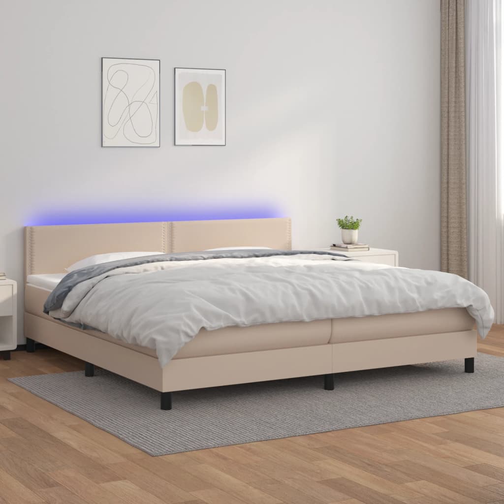 Boxspringbett Mit Matratze & Led -Braun 90X200Cm Cappuccino