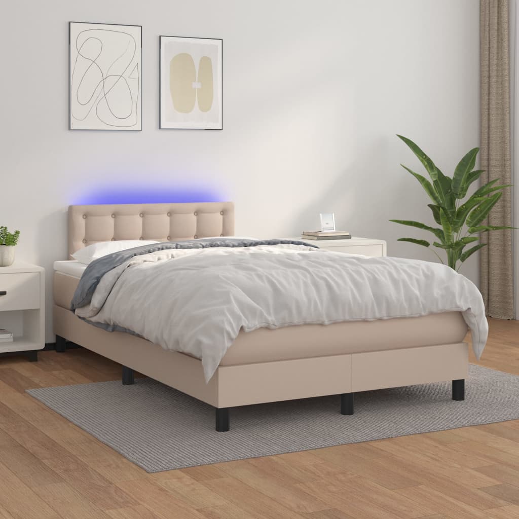 Boxspringbett Mit Matratze & Led -Braun 90X200Cm Cappuccino