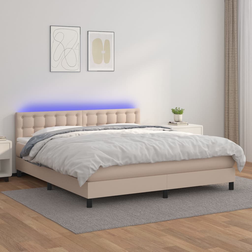 Boxspringbett Mit Matratze & Led -Braun 90X200Cm Cappuccino