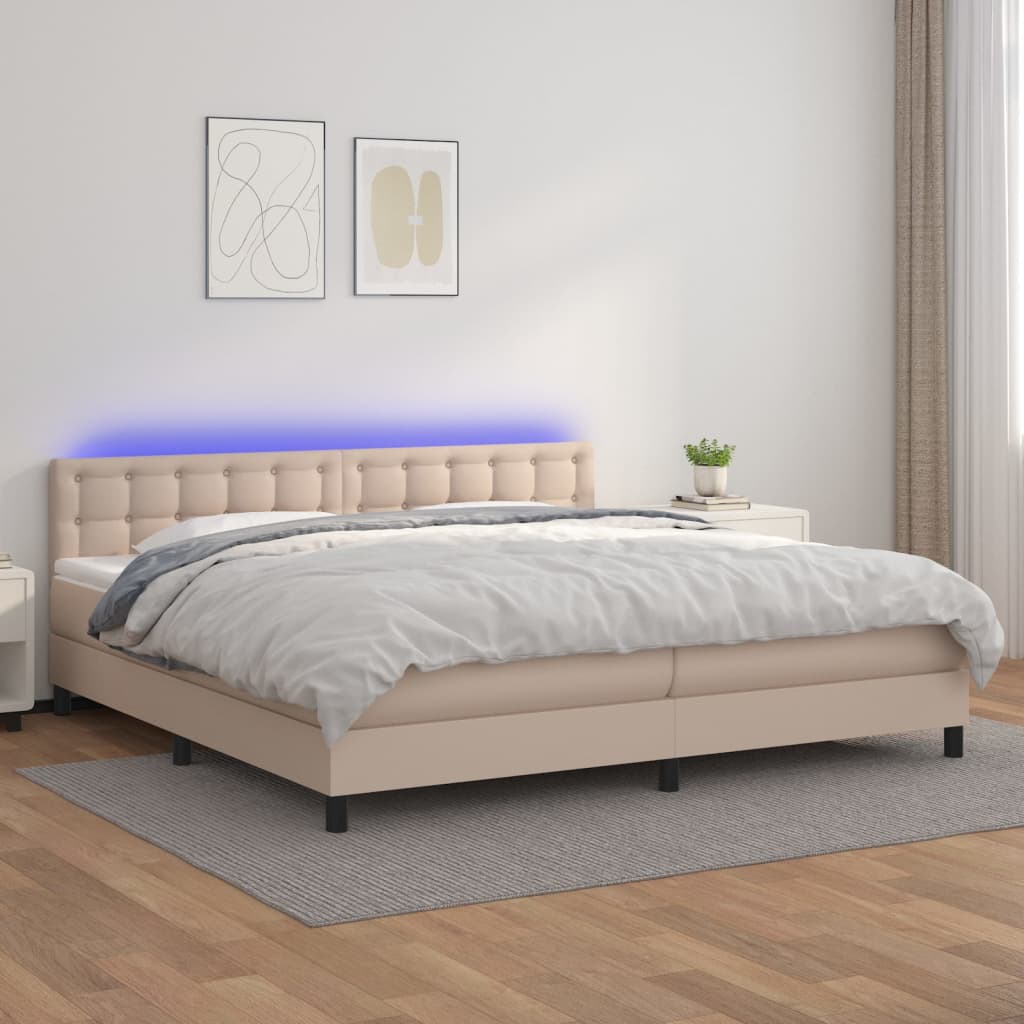 Boxspringbett Mit Matratze & Led -Braun 90X200Cm Cappuccino