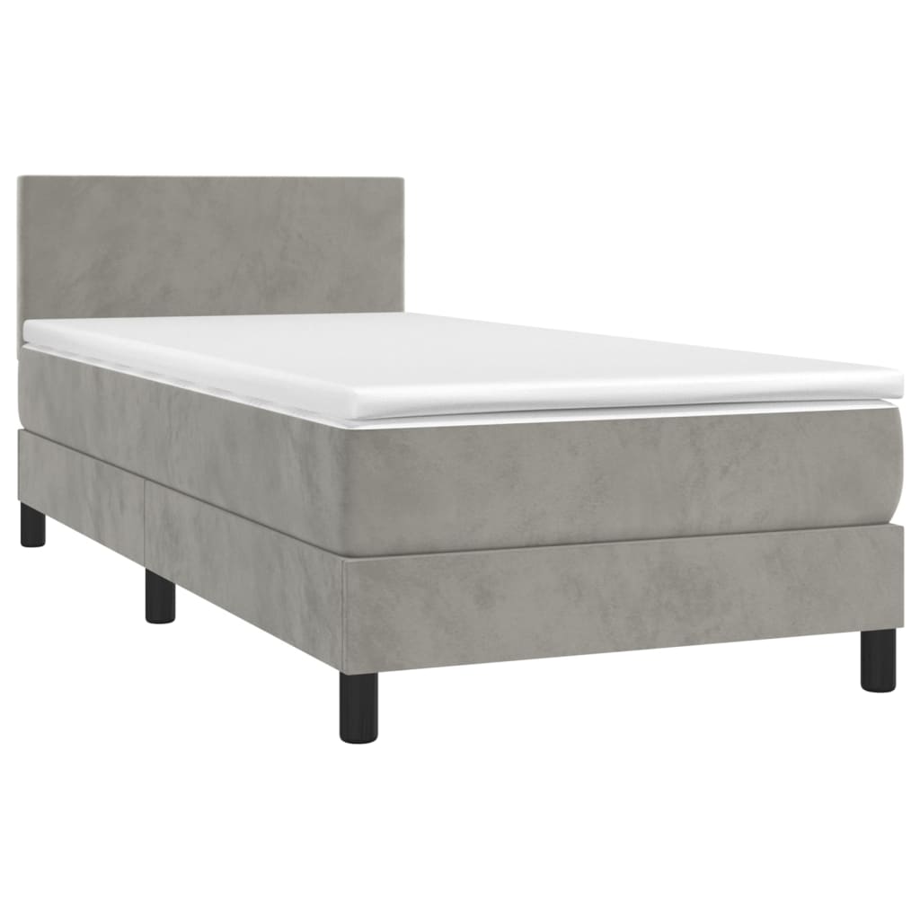 Boxspringbett Mit Matratze & Led Samt Hellgrau