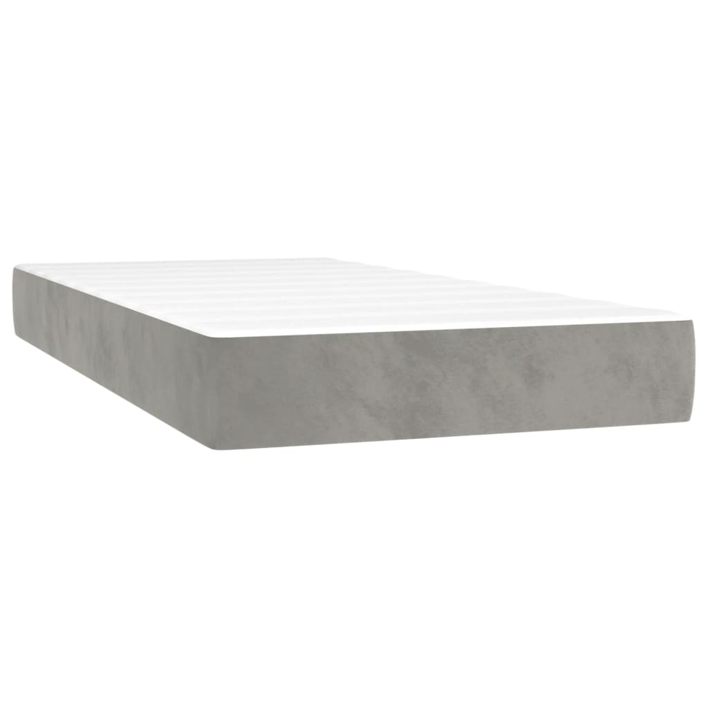 Boxspringbett Mit Matratze & Led Samt Hellgrau