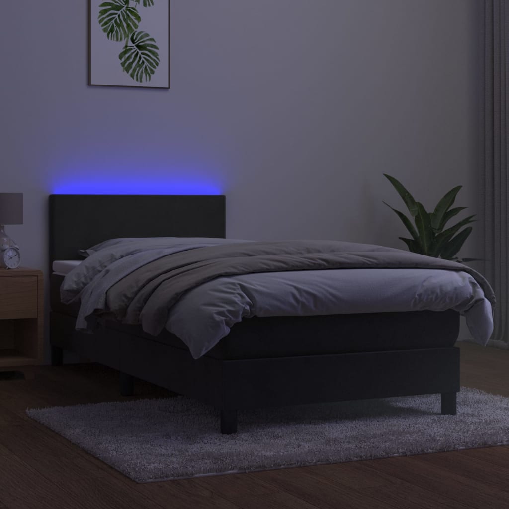 Boxspringbett Mit Matratze & Led Samt Dunkelgrau