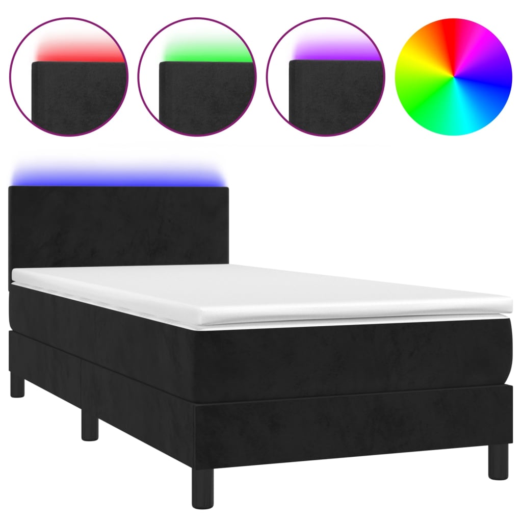 Boxspringbett Mit Matratze & Led Samt Schwarz