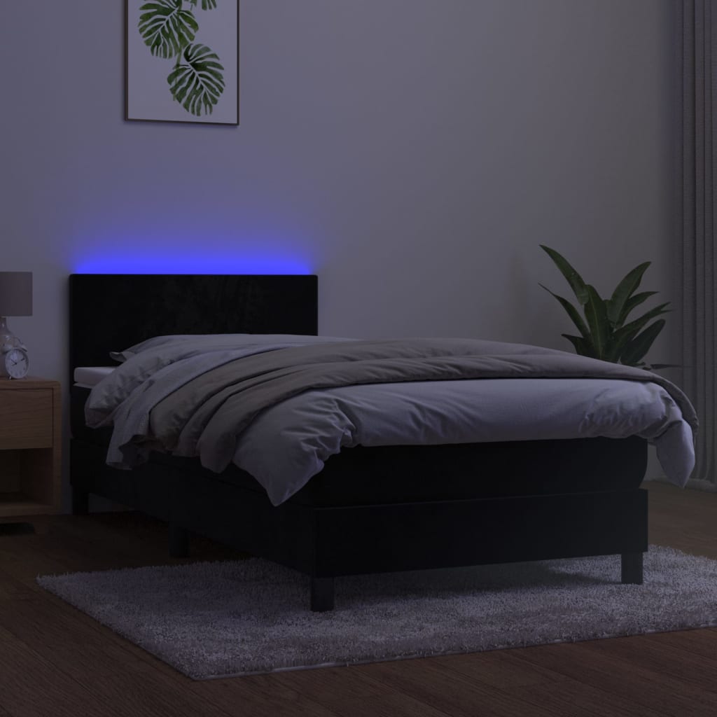 Boxspringbett Mit Matratze & Led Samt Schwarz