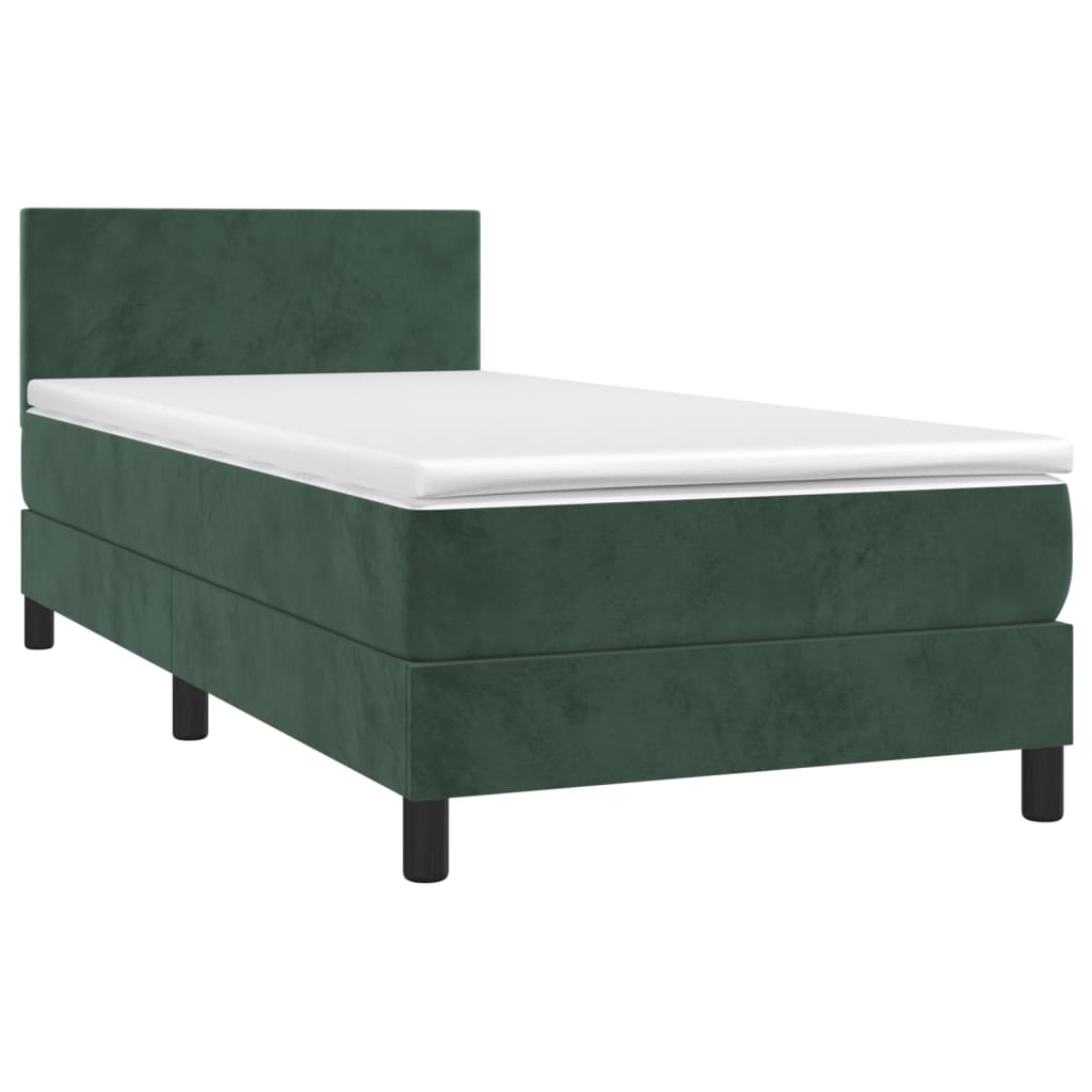 Boxspringbett Mit Matratze & Led Samt Dunkelgrün