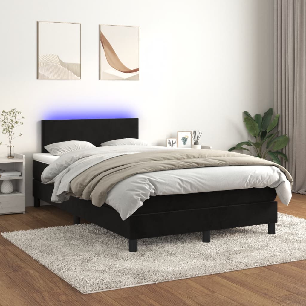 Boxspringbett Mit Matratze & Led Samt Schwarz