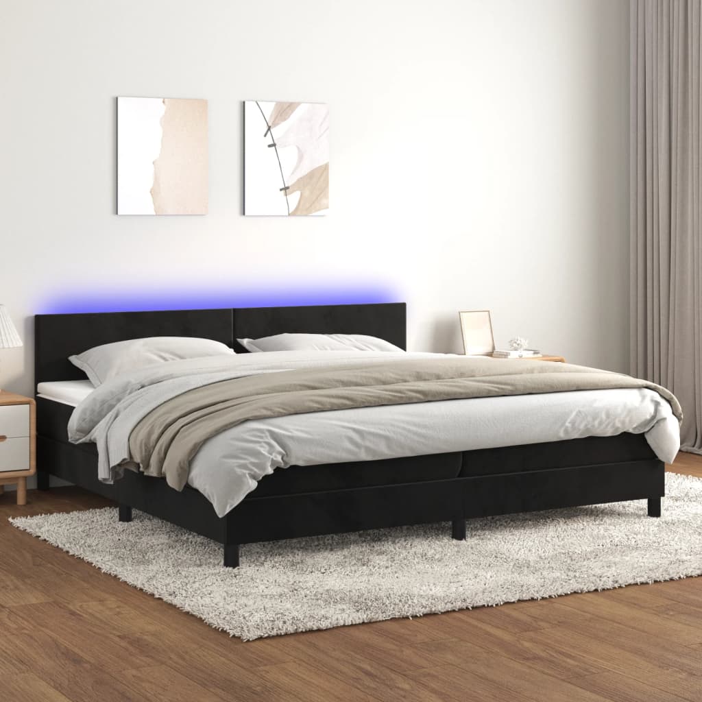Boxspringbett Mit Matratze & Led Samt Schwarz