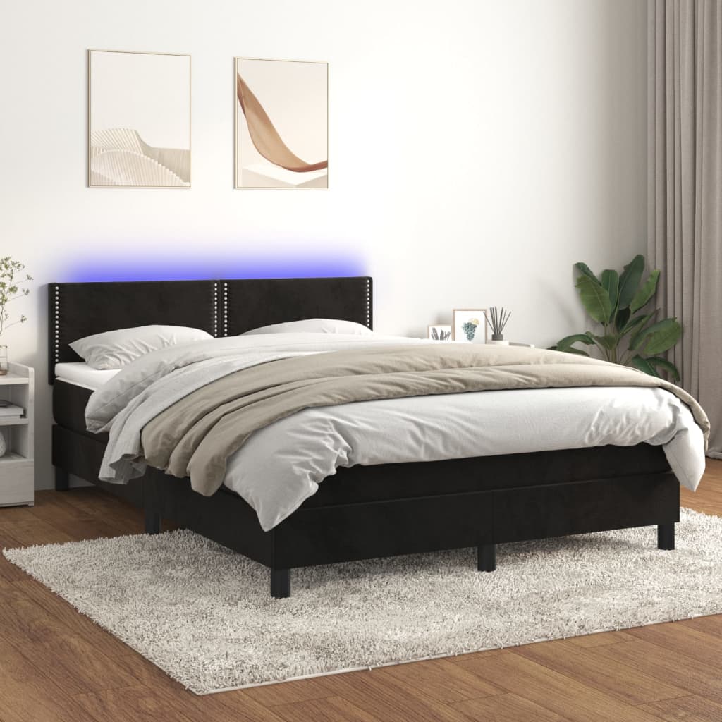 Boxspringbett Mit Matratze & Led Samt Schwarz