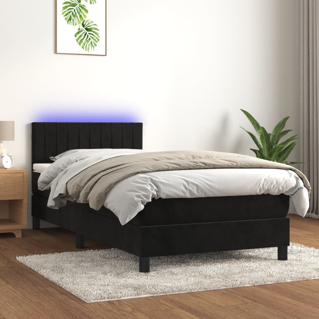 Boxspringbett Mit Matratze & Led Samt Schwarz