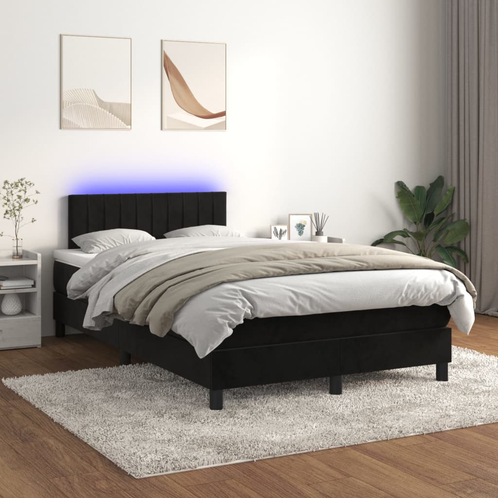 Boxspringbett Mit Matratze & Led Samt Schwarz