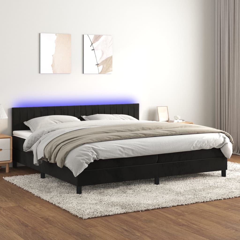 Boxspringbett Mit Matratze & Led Samt Schwarz