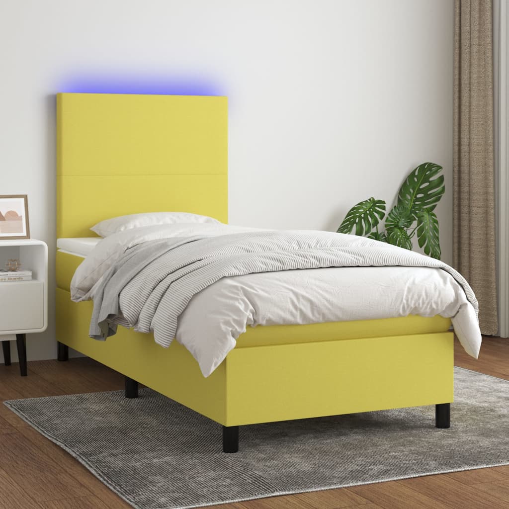 Boxspringbett Mit Matratze & Led Stoff Grün