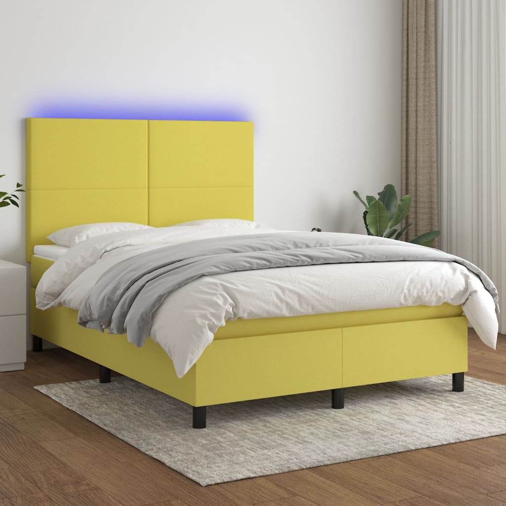 Boxspringbett Mit Matratze & Led Stoff Grün