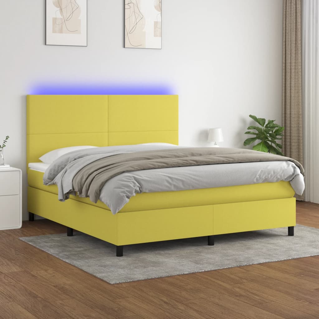 Boxspringbett Mit Matratze & Led Stoff Grün