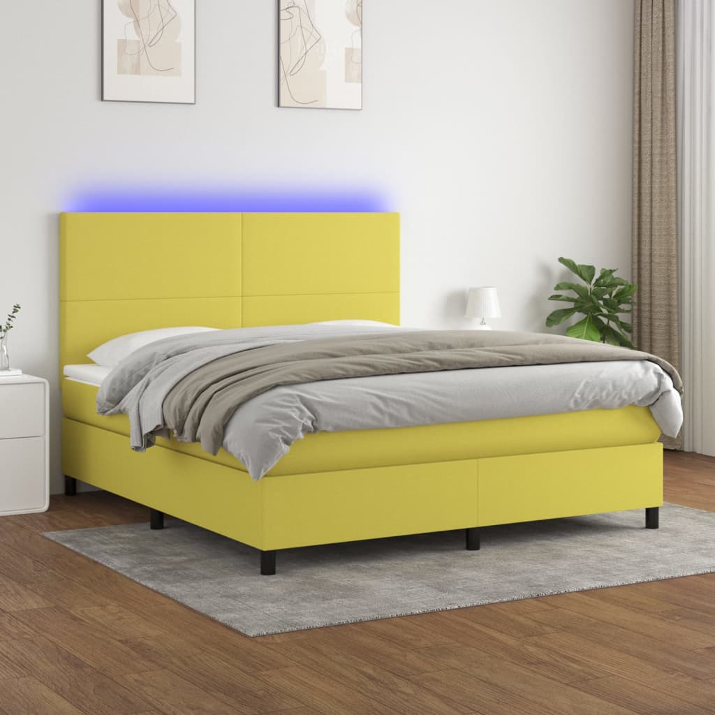 Boxspringbett Mit Matratze & Led Stoff Grün