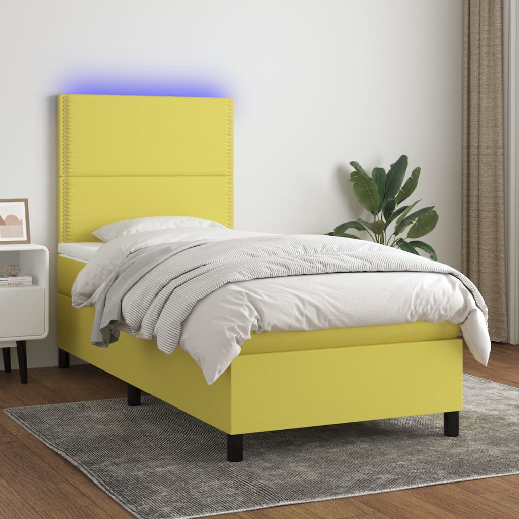Boxspringbett Mit Matratze & Led Stoff Grün