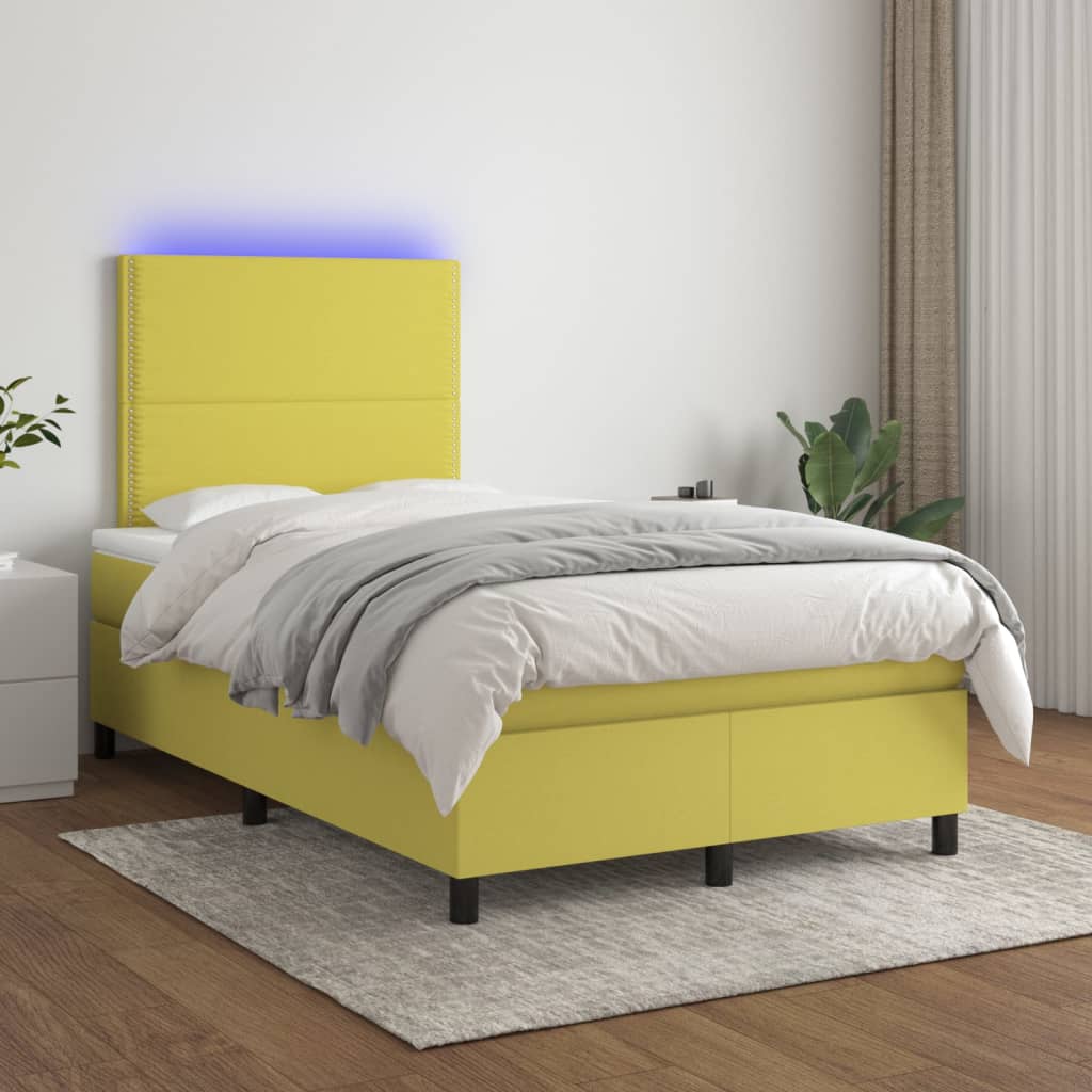 Boxspringbett Mit Matratze & Led Stoff Grün