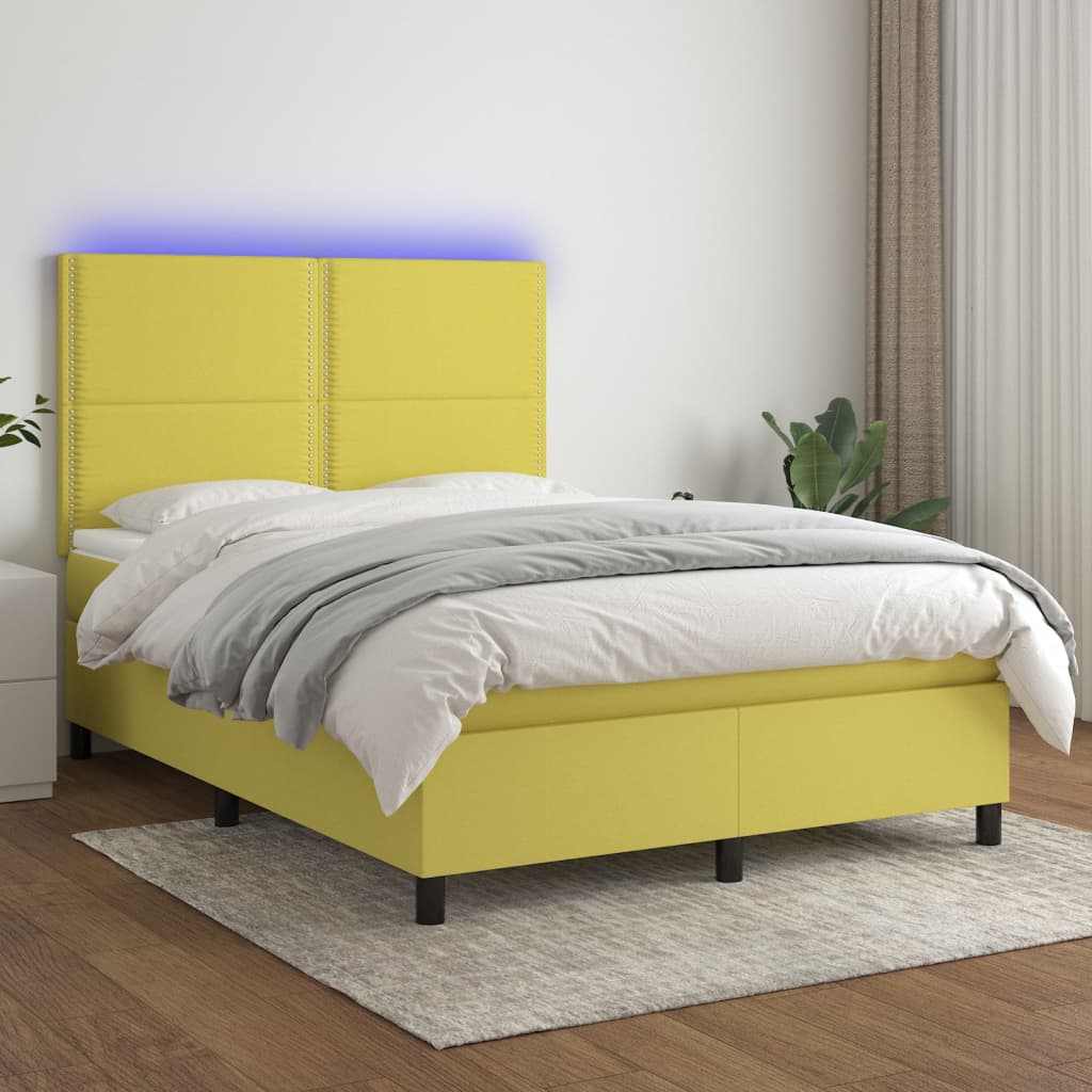 Boxspringbett Mit Matratze & Led Stoff Grün